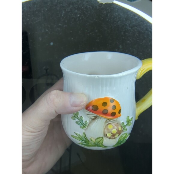 Sears Roebuck Japan Merry Mushroom 4 Mugs Creamer Stand MCM Retro Grannycore - Picture 14 of 15